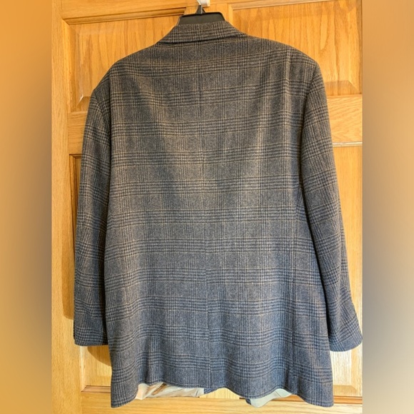 Cricketeer Sport Coat Mens Gray Wool Blend Windowpane Plaid Blazer 2 Button 41R - Picture 2 of 9